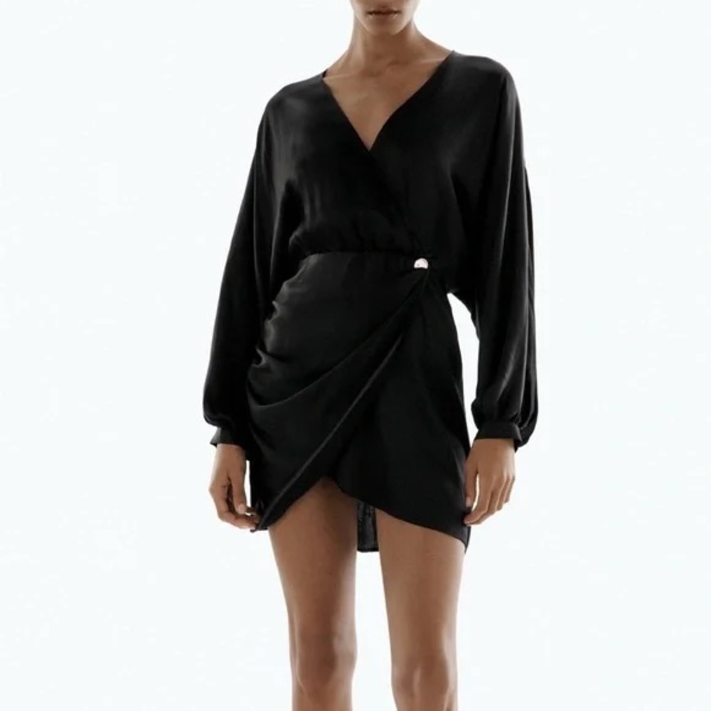 ZARA Satin Effect Wrap Dress